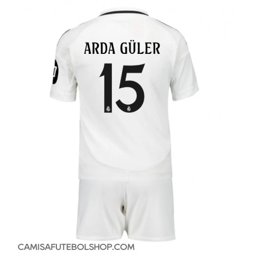 Camisa de time de futebol Real Madrid Arda Guler #15 Replicas 1º Equipamento Infantil 2024-25 Manga Curta (+ Calças curtas)